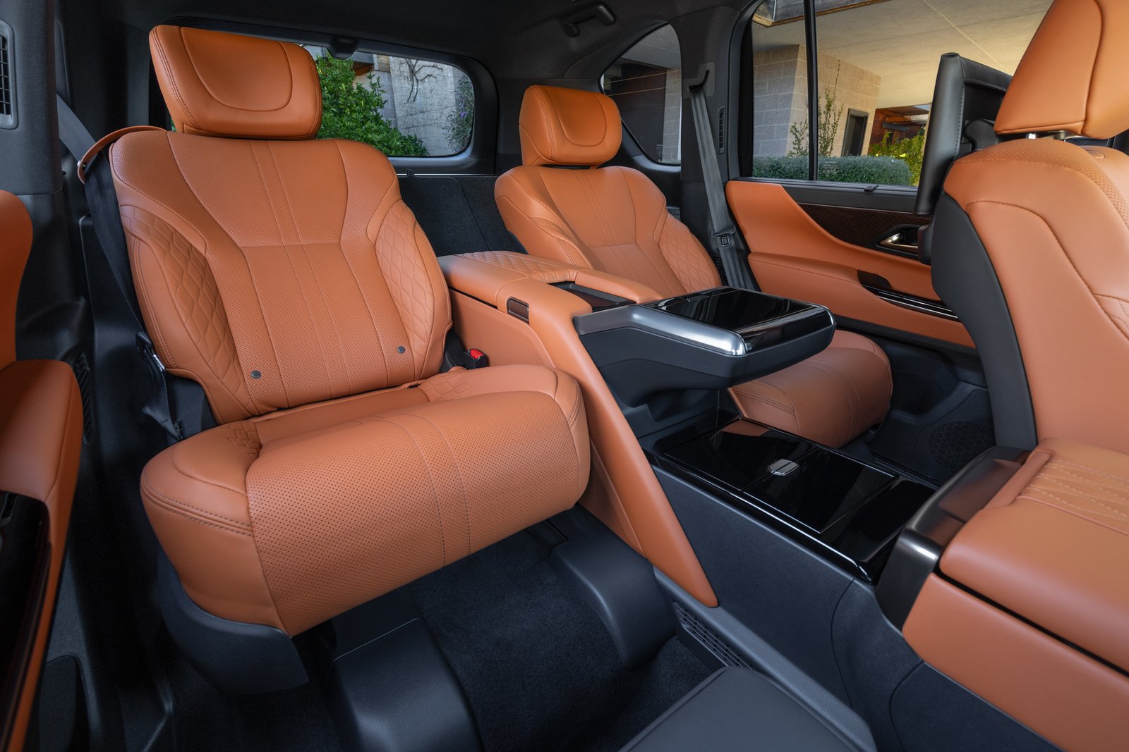 2027 Lexus LX rear captain's chairs in tan leather