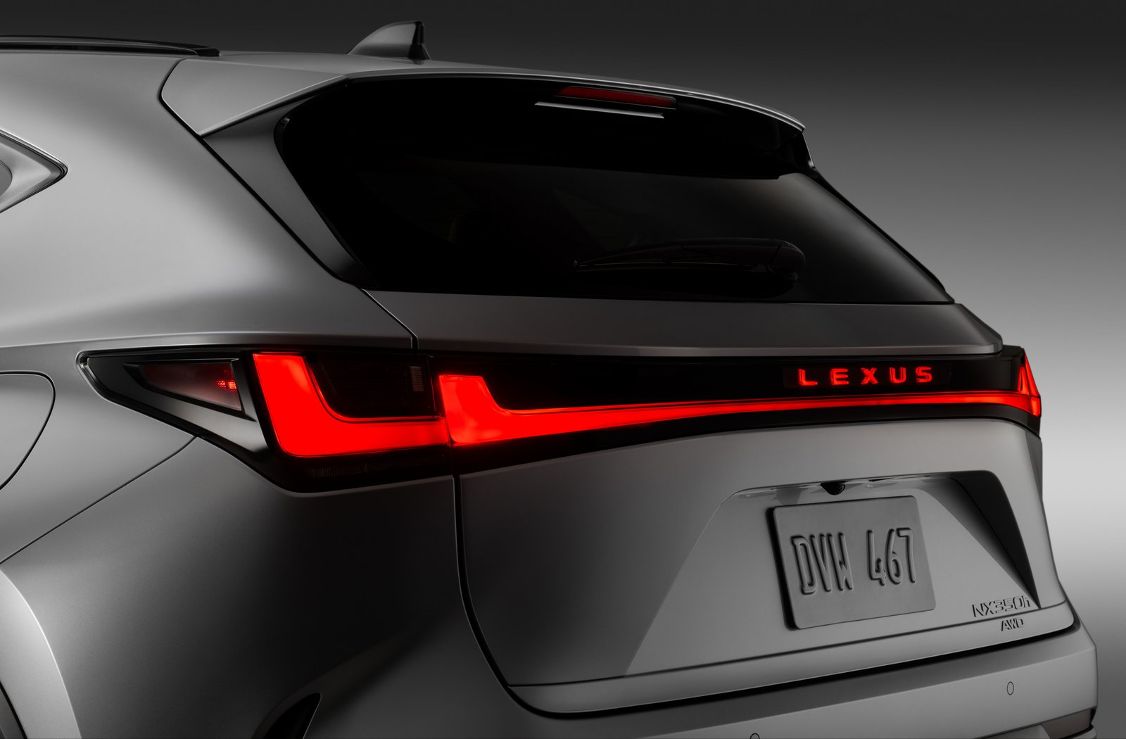 2027 Lexus NX rear taillamp with illuminated Lexus lettering