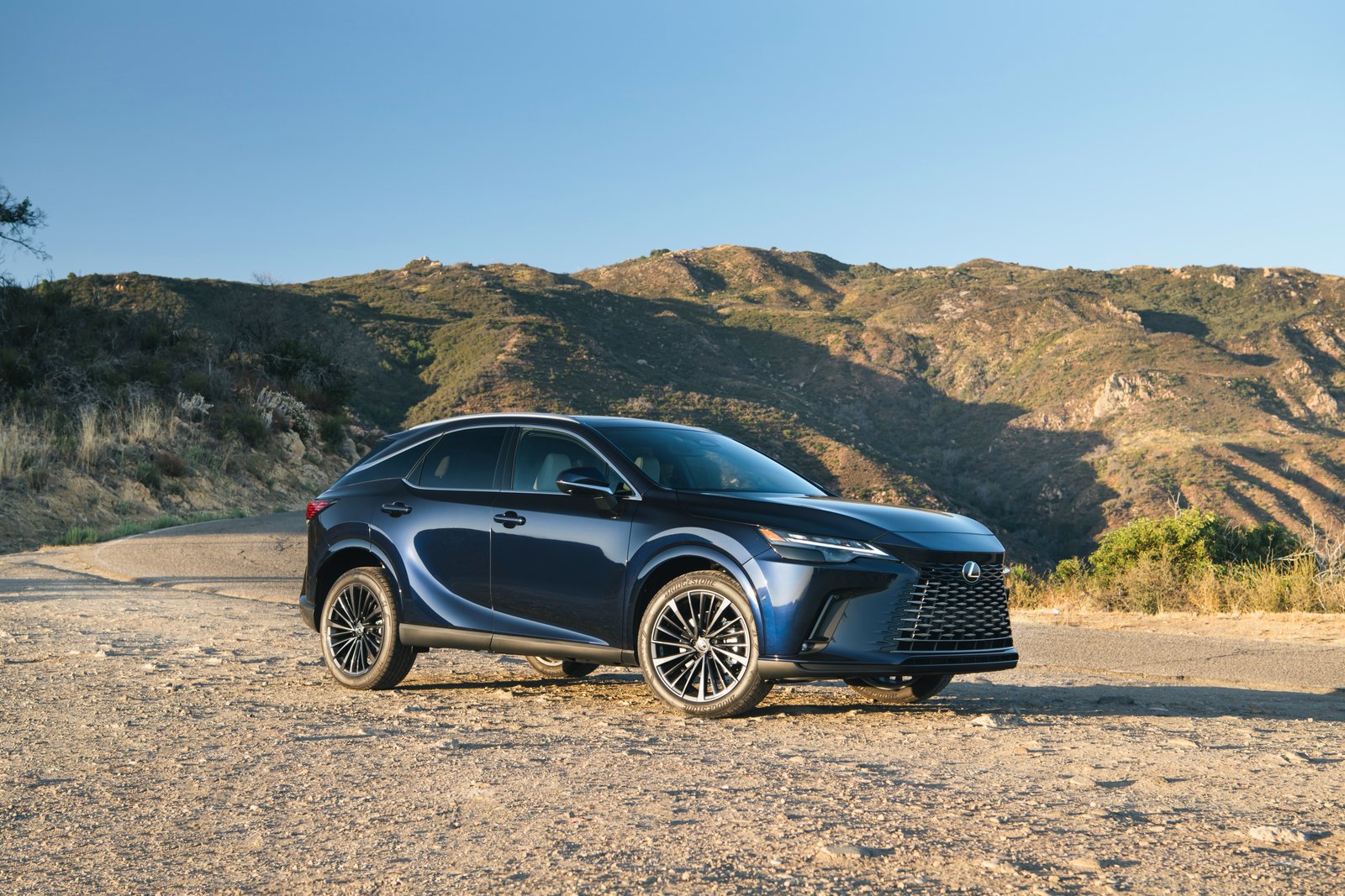 2027 Lexus RX 350 Premium in Nightfall Mica on a mountain road