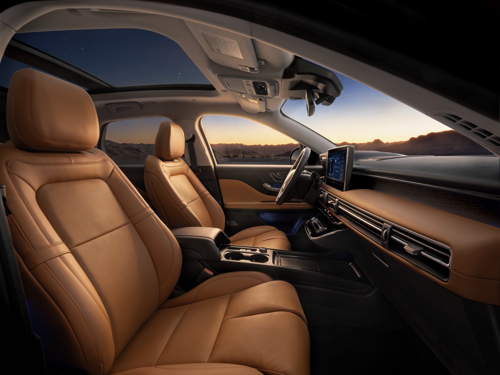 Front seats and dashboard of the 2027 Lincoln Corsair Hybrid