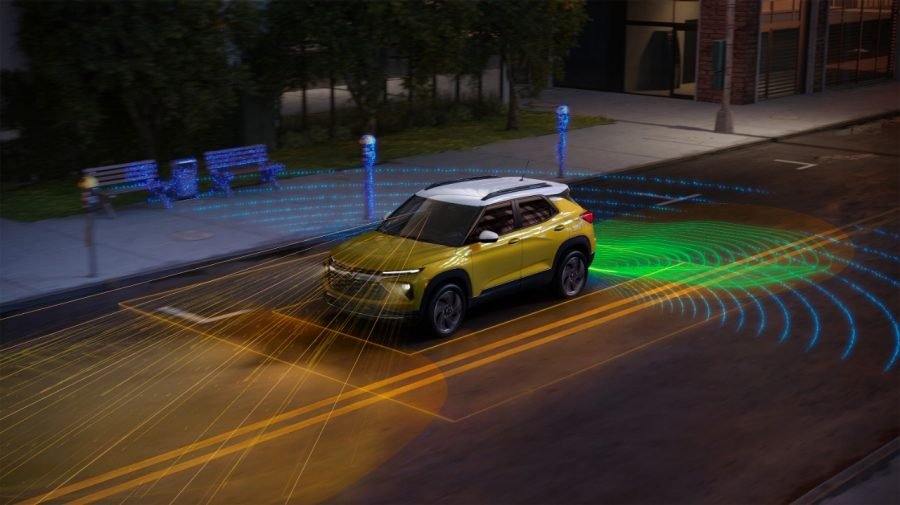 Chevrolet Trailblazer with a visualization of its active safety sensors