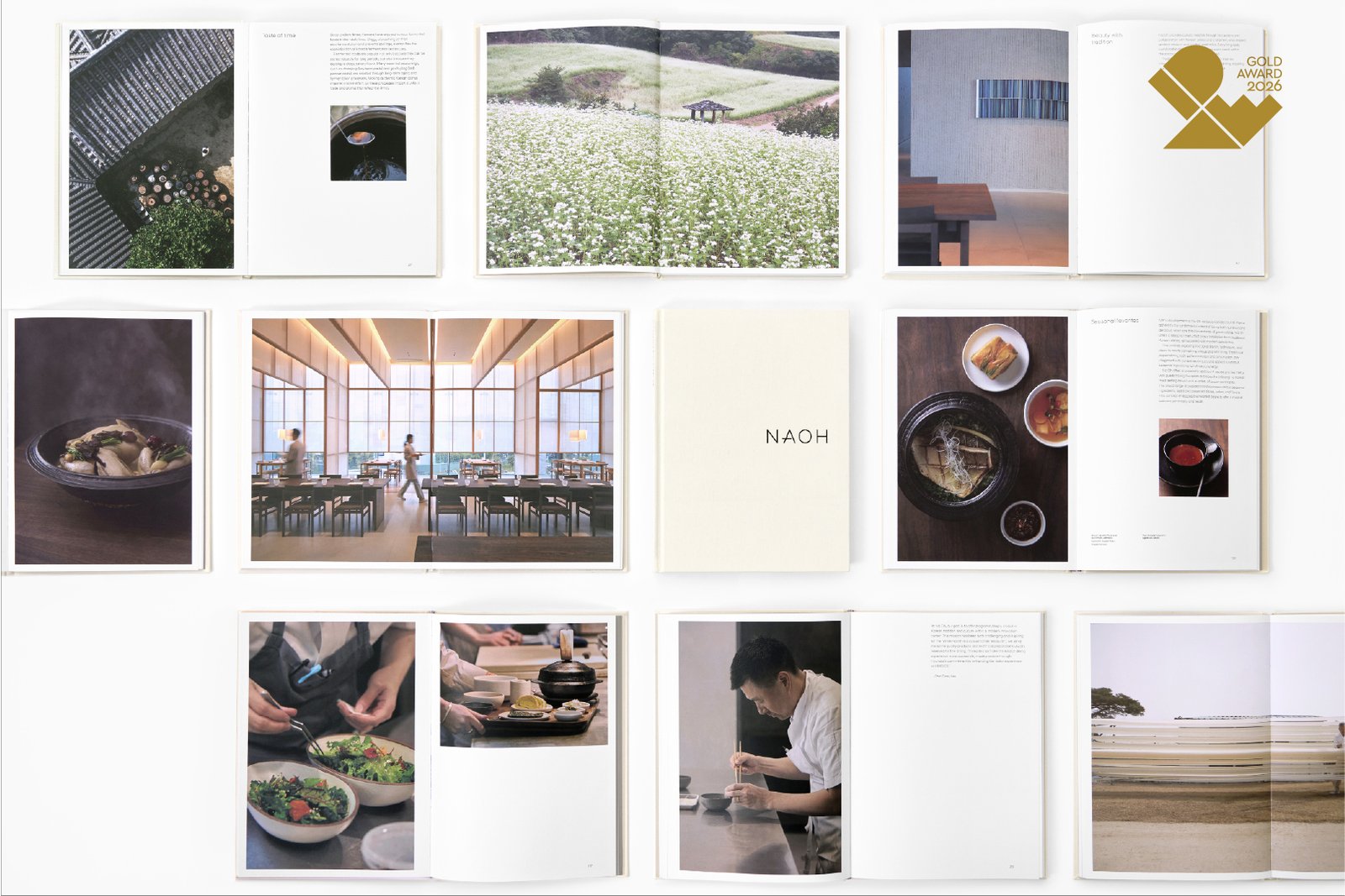 Na Oh Korean Restaurant Book spreads showing dishes and dining room