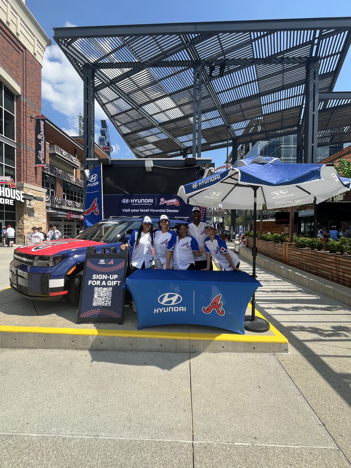 Hyundai and Braves branded booth with staff at The Battery Atlanta