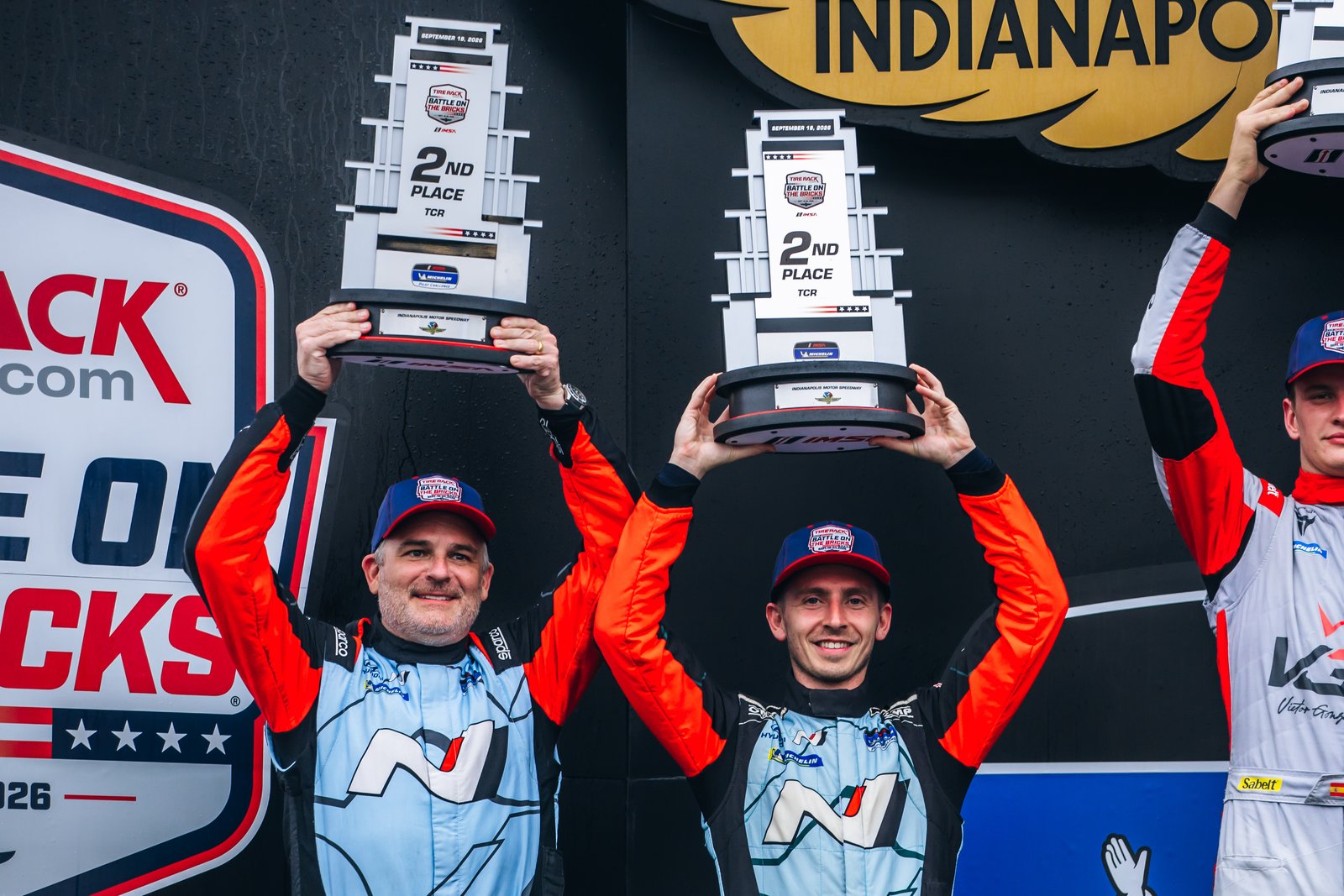 Preston Brown and Denis Dupont lift second-place TCR trophies at Indianapolis