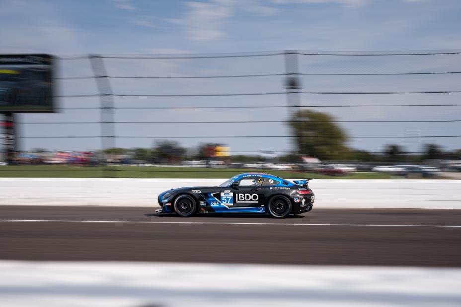 No. 57 Winward Racing Mercedes-AMG GT4 racing at Indianapolis Motor Speedway