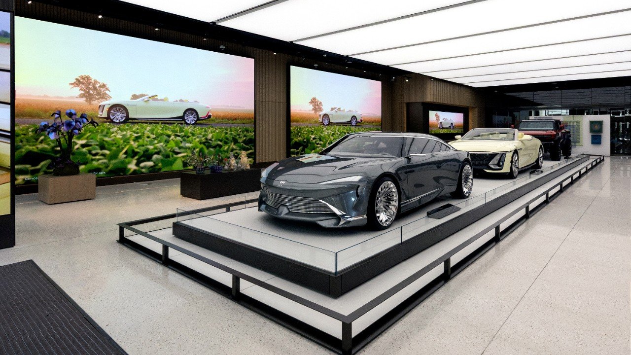 Buick Wildcat concept on display platform at Art + Cars exhibit