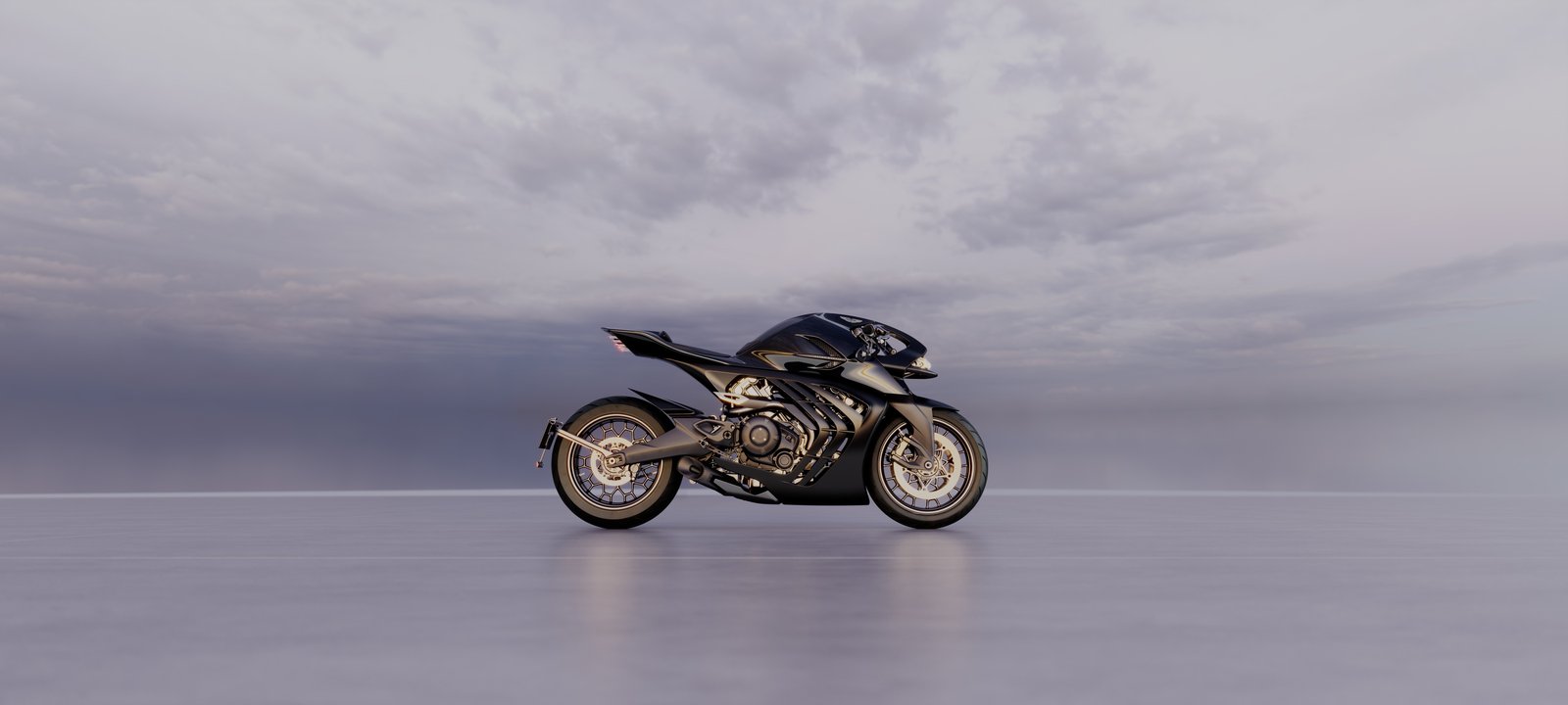 Side profile of the carbon-bodied AMB 002 Roadster motorcycle