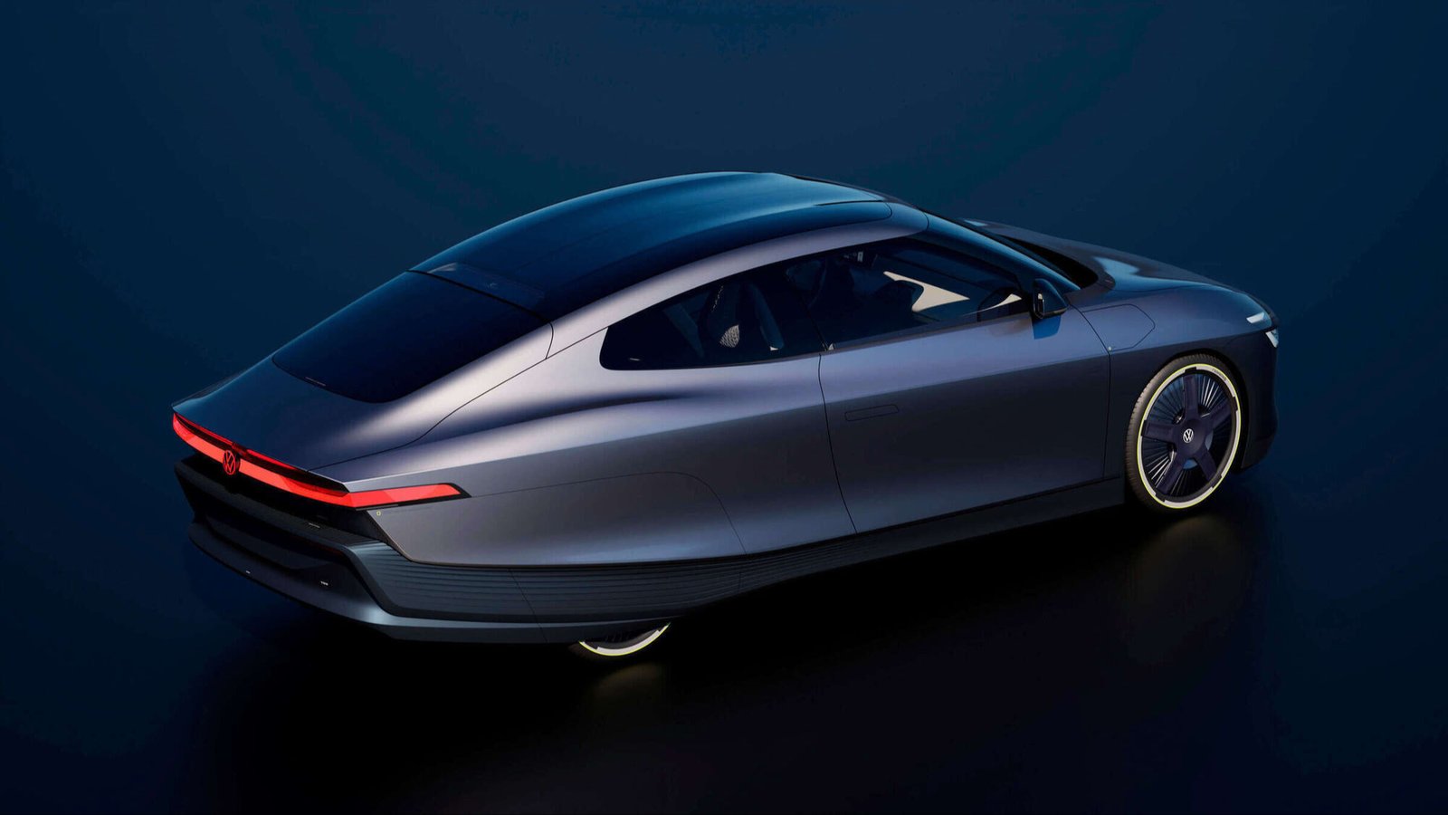 Rear three-quarter view of Mission Efficiency with covered rear wheels