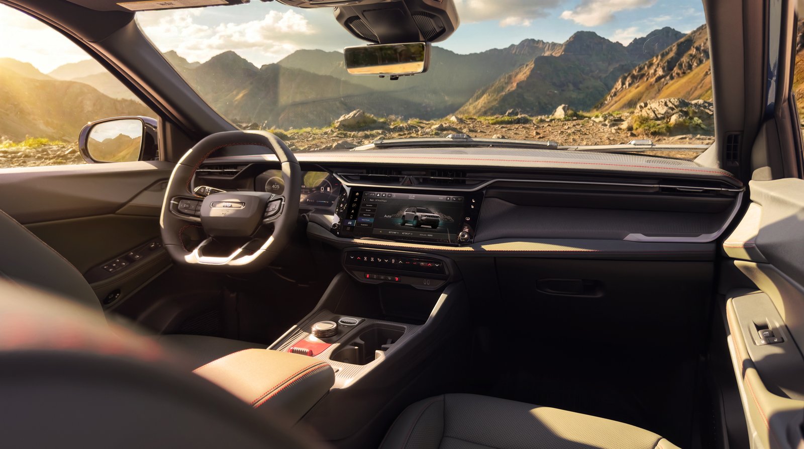 Cherokee Trailhawk dashboard with 12.3-inch touchscreen and digital cluster