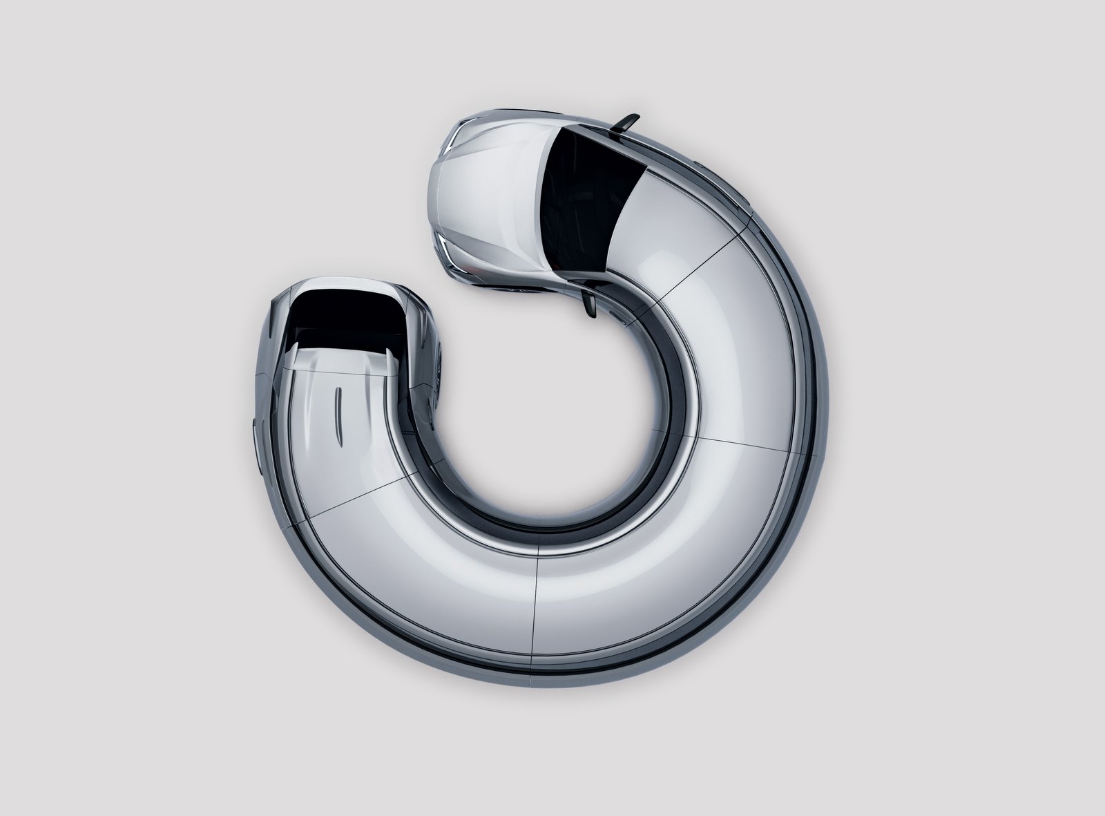 Overhead view of Lexus RZ 450e bent into a closed ring