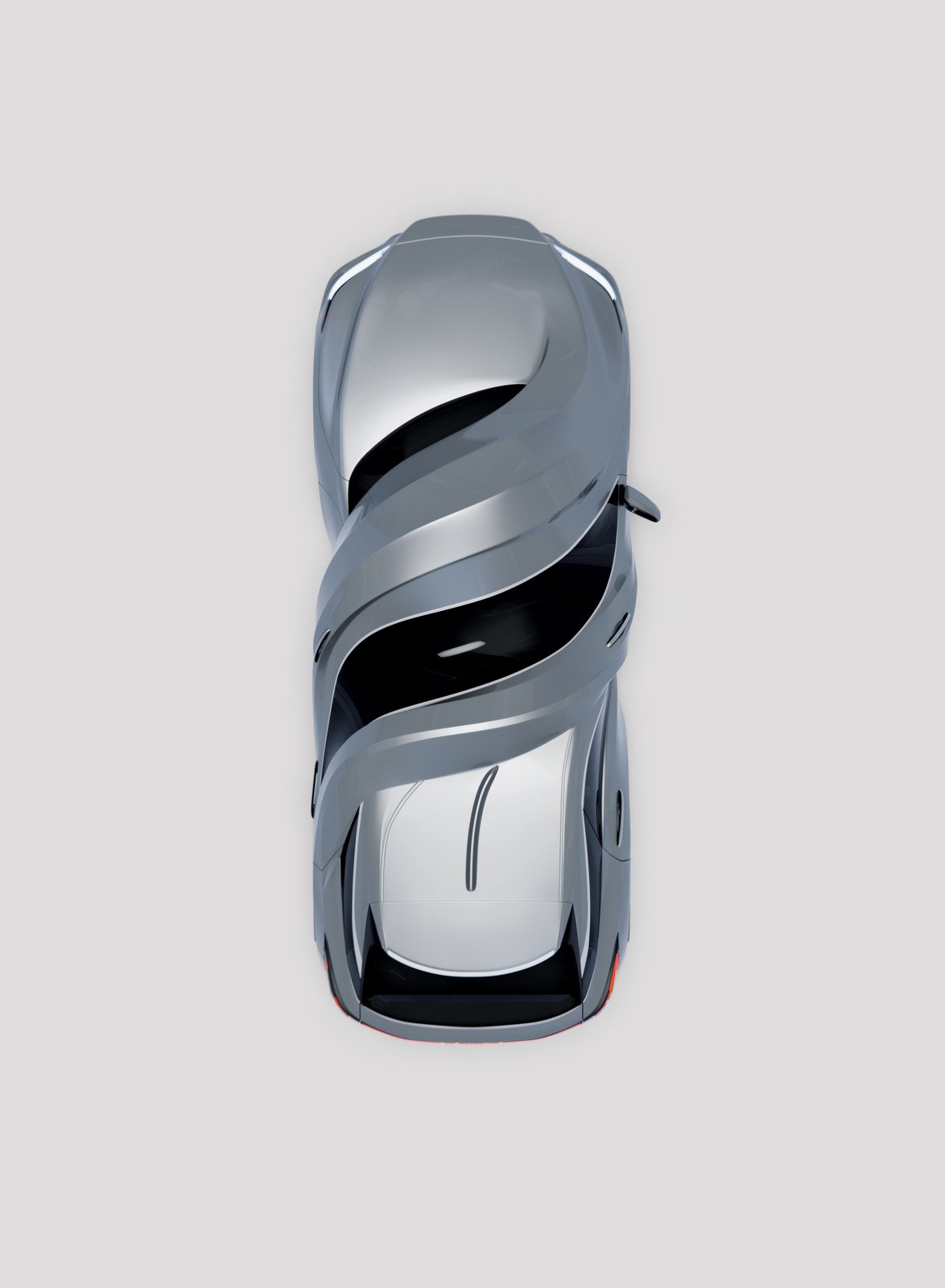 Top-down view of Lexus RX twisted into a spiral