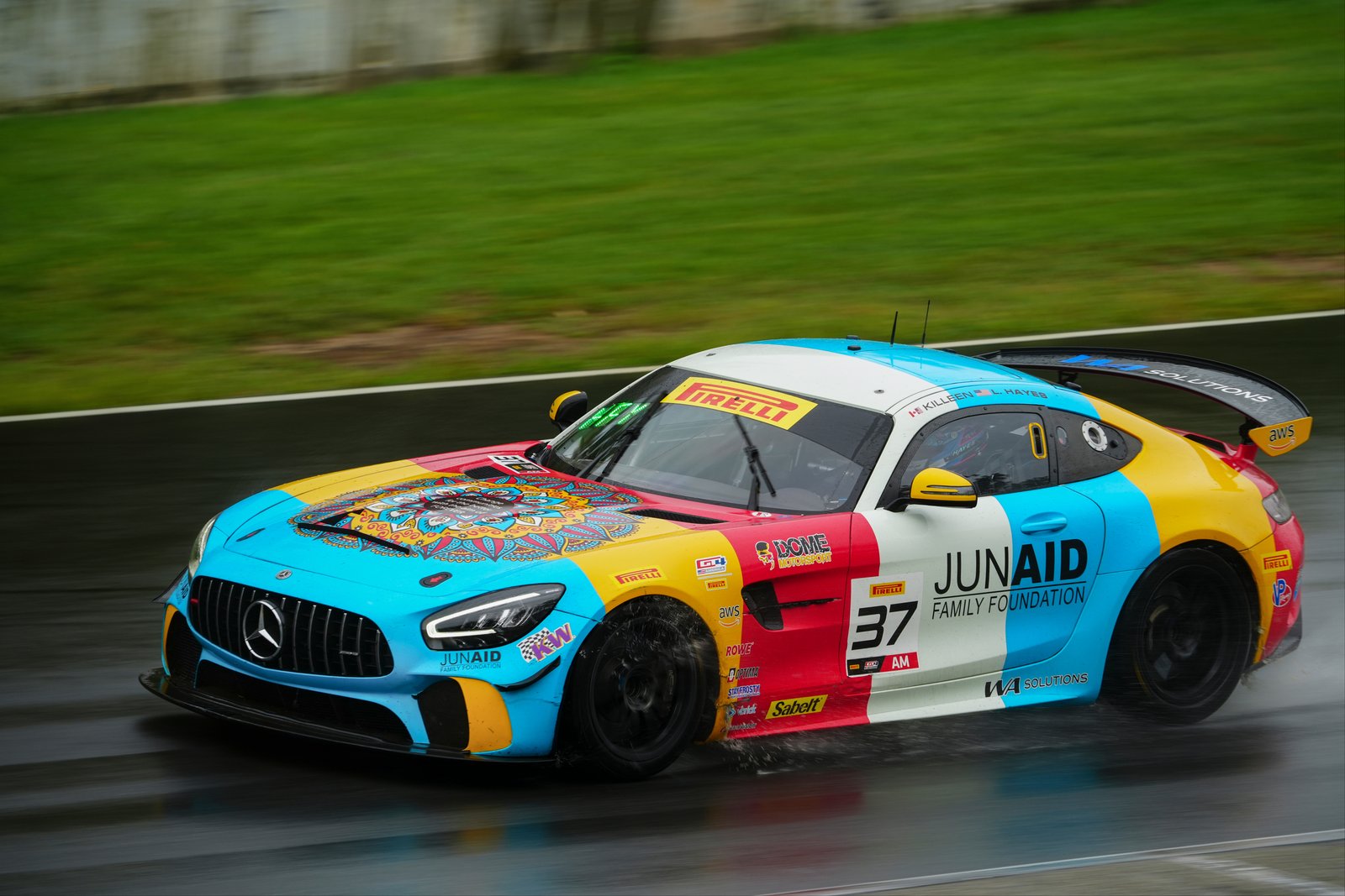 No. 37 Dome Motorsport Mercedes-AMG GT4 in the rain at Road America