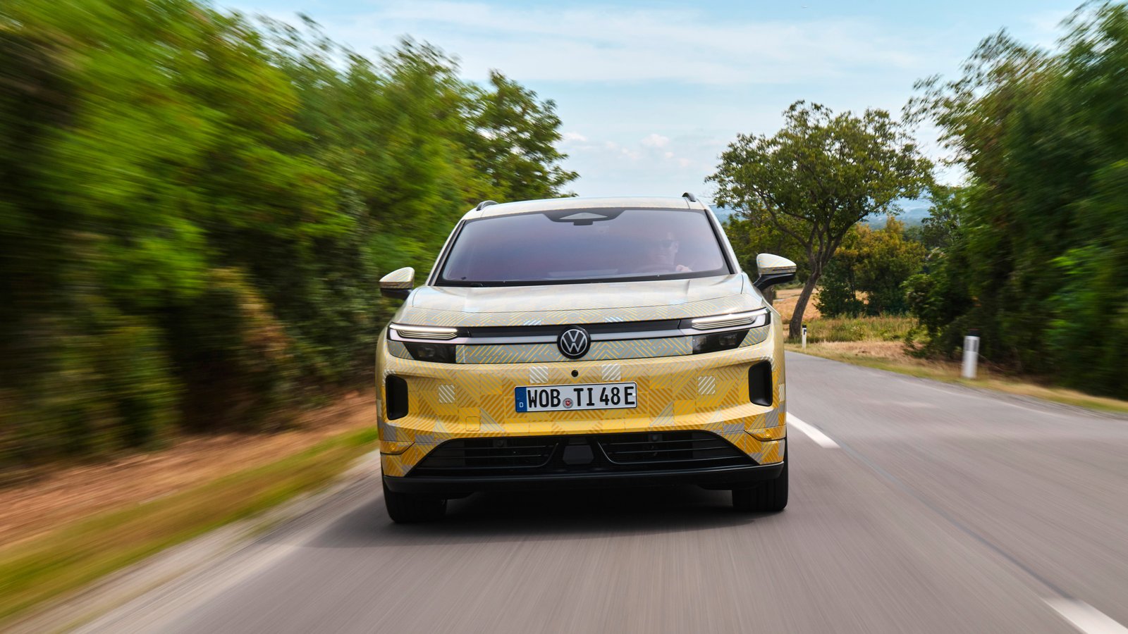 Volkswagen ID. Tiguan prototype head-on on a country road