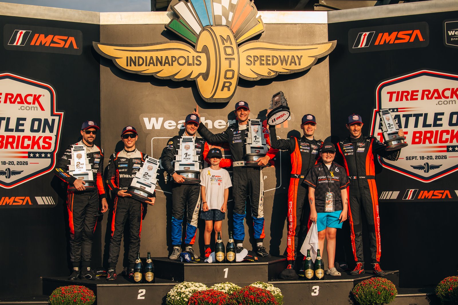 GTP podium at Indianapolis with WRT drivers on the top step