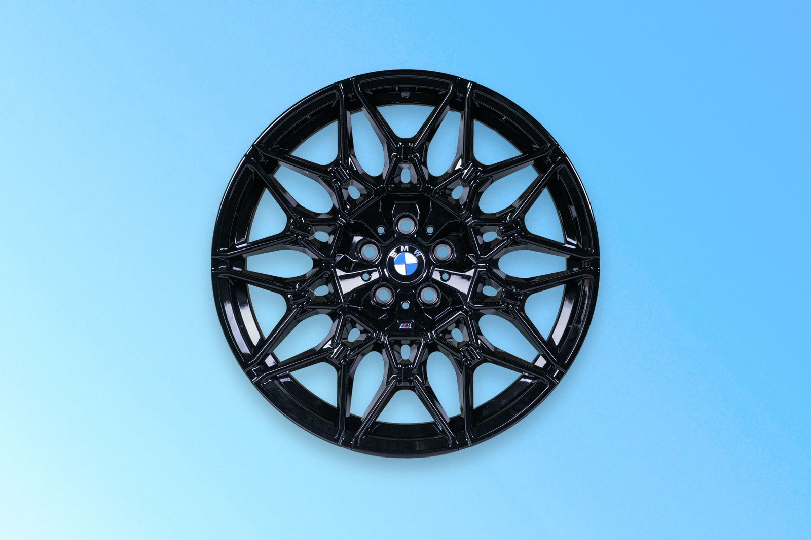 Black cast aluminum BMW M wheel made with renewable electricity