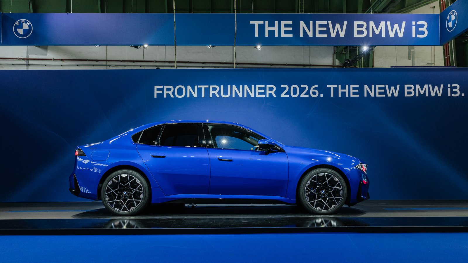 New BMW i3 in side profile at the 2026 BMW Berlin Marathon
