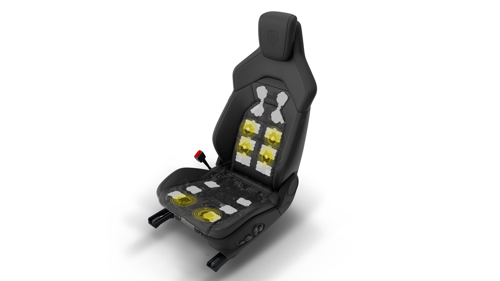 Cutaway view of Porsche Cayenne Electric massage seat with air cushions