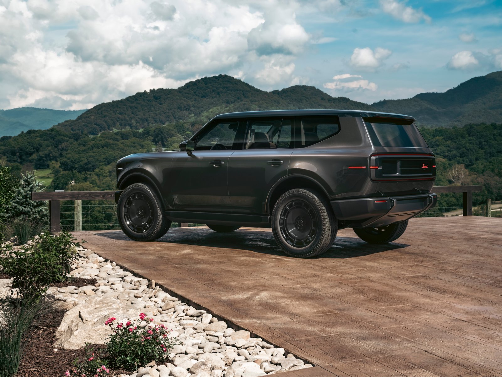 Scout Traveler Mountainside concept in Morning Dusk, rear three-quarter view