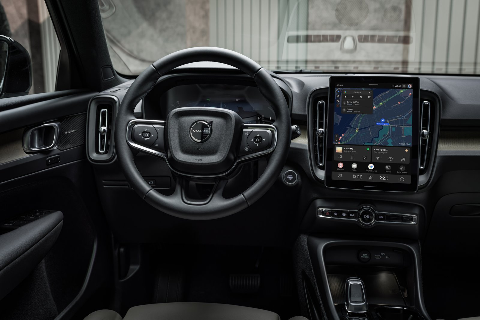 Refreshed Volvo XC40 dashboard with 11.2-inch center touchscreen and steering wheel