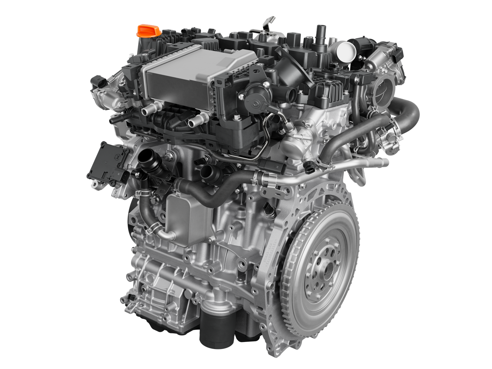 Horse Powertrain B20 2.0-liter turbocharged hybrid engine, three-quarter view