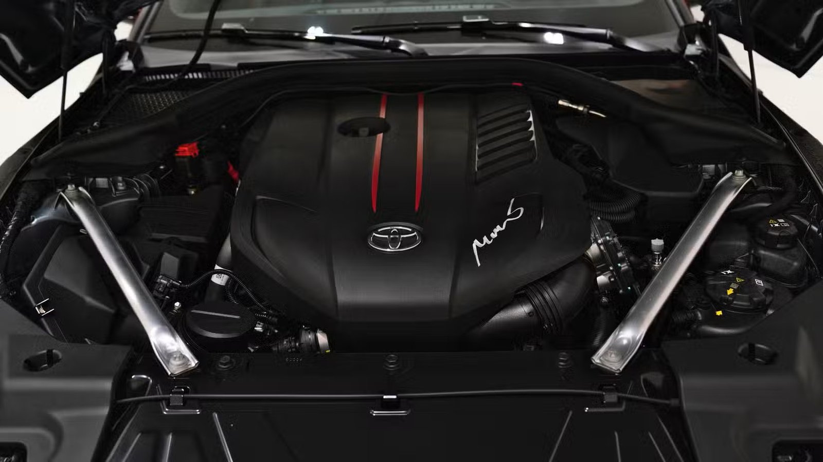 Akio Toyoda's Morizo signature on the final Supra's engine cover