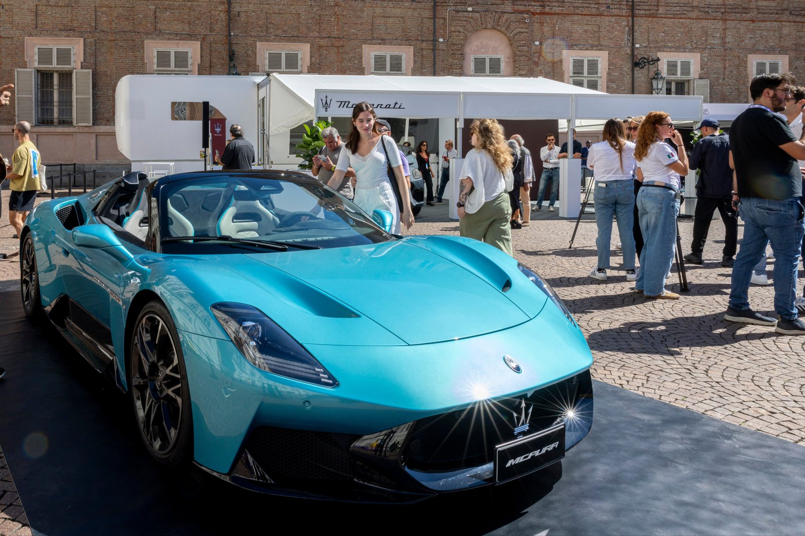 Visitors around the Maserati MCPURA Cielo at Salone Auto Torino