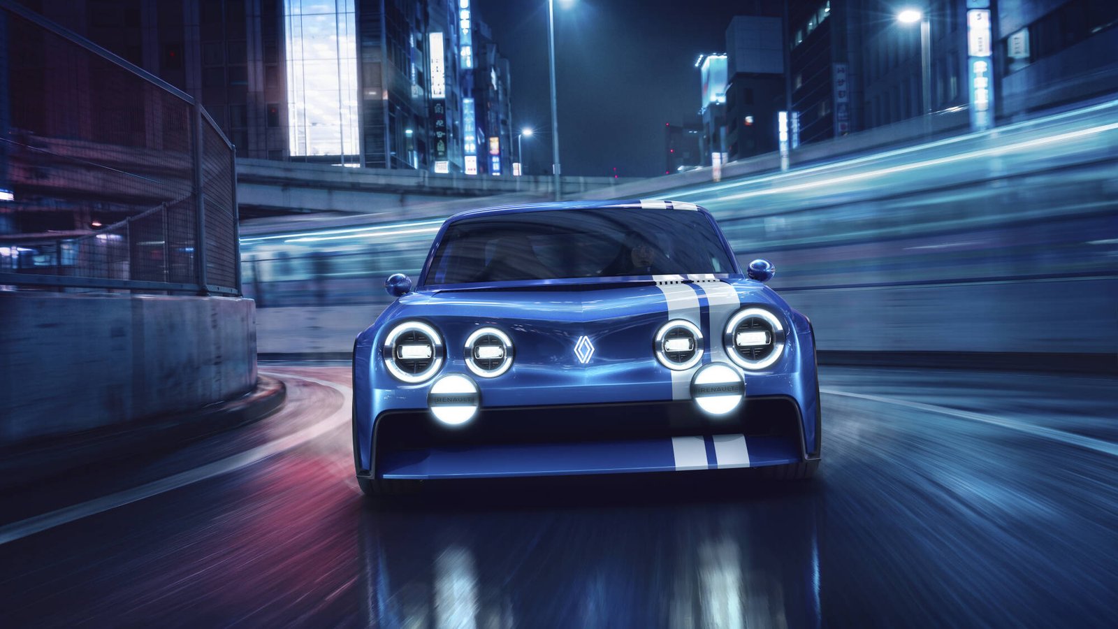 Renault 8 Gordini Concept head-on view showing six round headlights