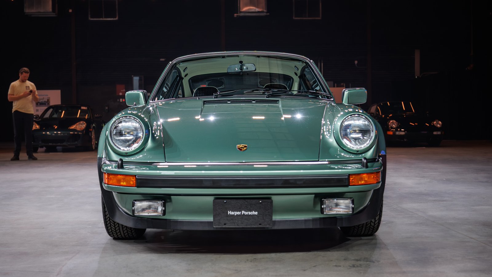 Front view of green 1978 Porsche 911 Turbo 3.3 restored by Harper Porsche