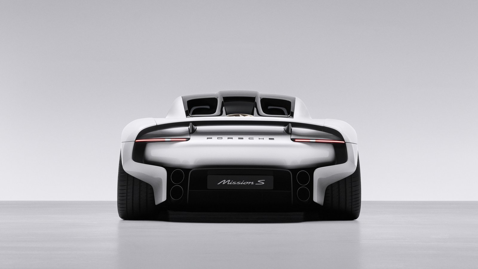 Porsche Mission S concept rear view with glazed engine cover