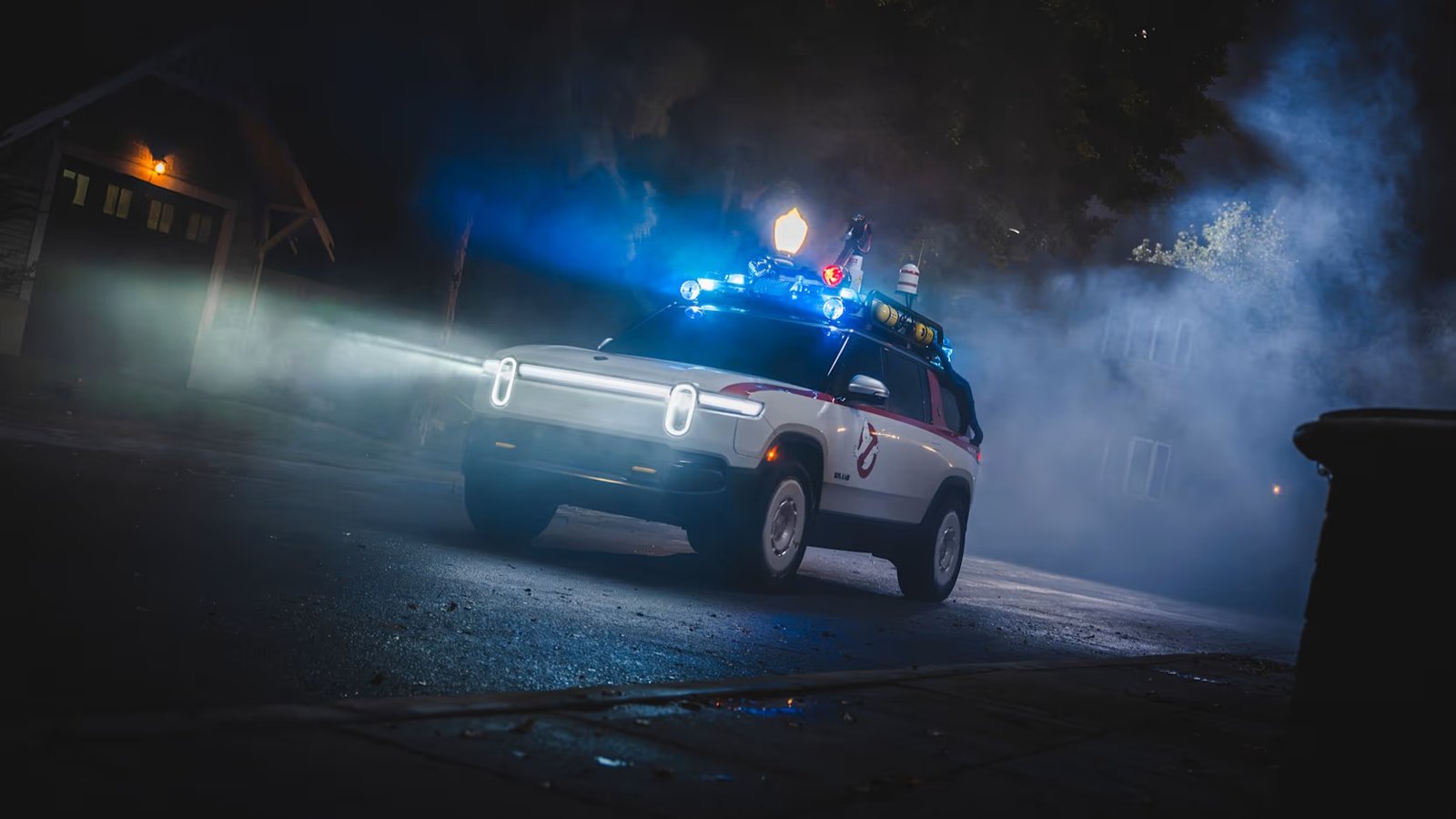 Rivian Ecto-R1 show car driving on a street