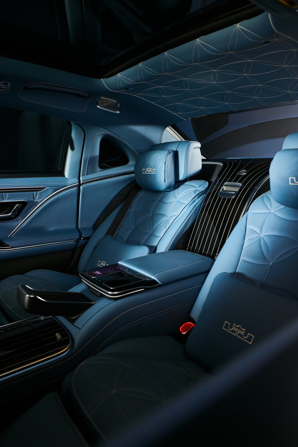 Stormy Weather blue Nappa rear cabin of LeBron James’ Mercedes-Maybach S 680