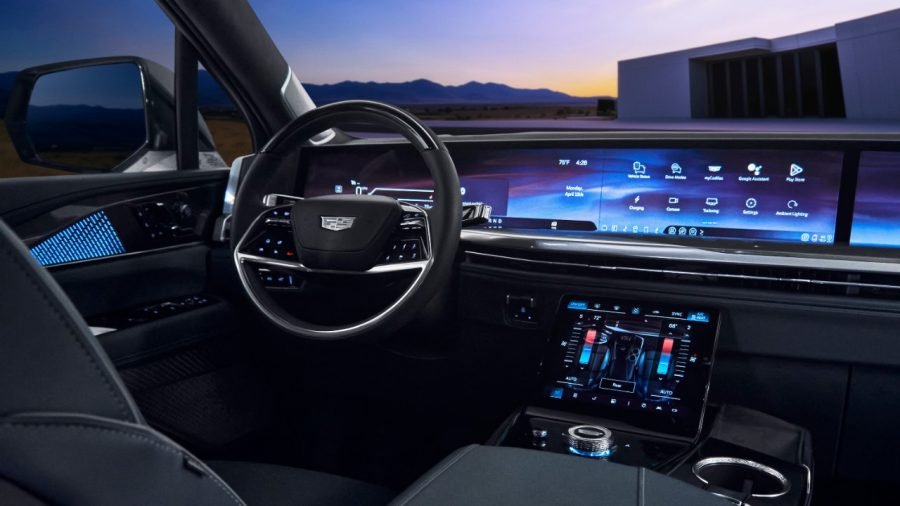 Cadillac Escalade IQ dashboard with pillar-to-pillar display