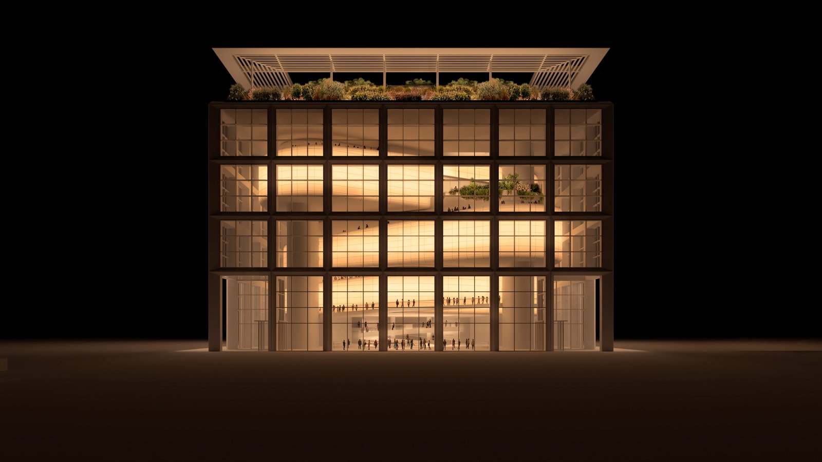 Night rendering of Hyundai's planned GBC science museum in Seoul