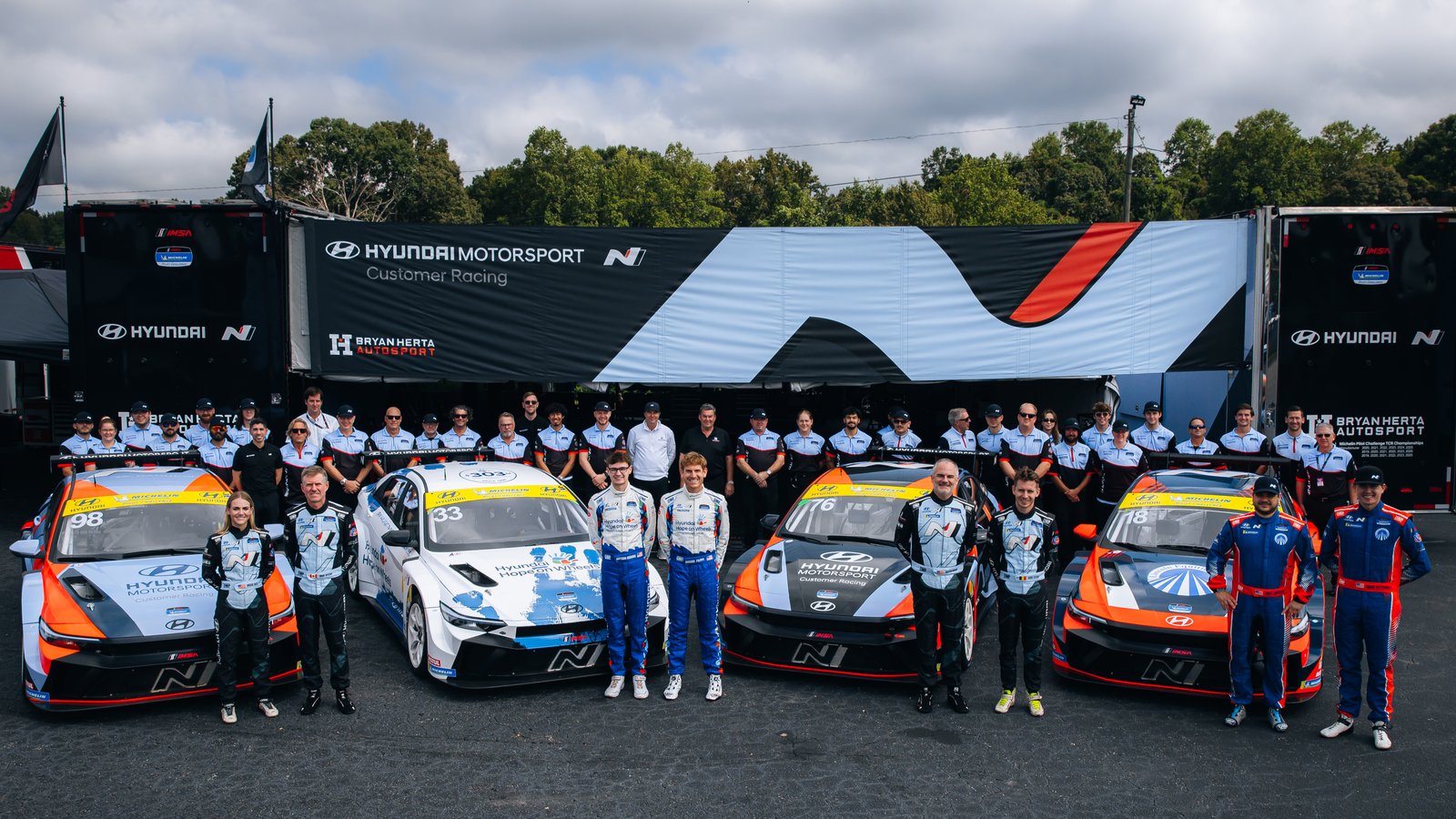 Bryan Herta Autosport team with four Hyundai Elantra N TCR race cars