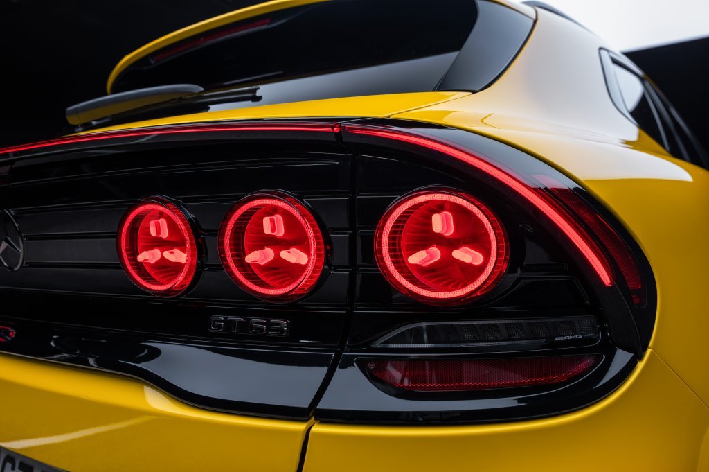 Close-up of Mercedes-AMG GT 63 SUV round taillights