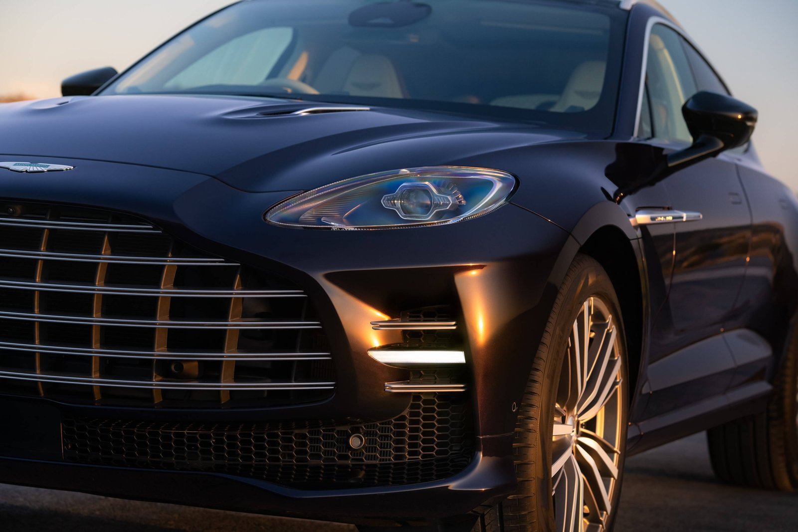 Aston Martin DBX GT double-vane grille and headlight close-up