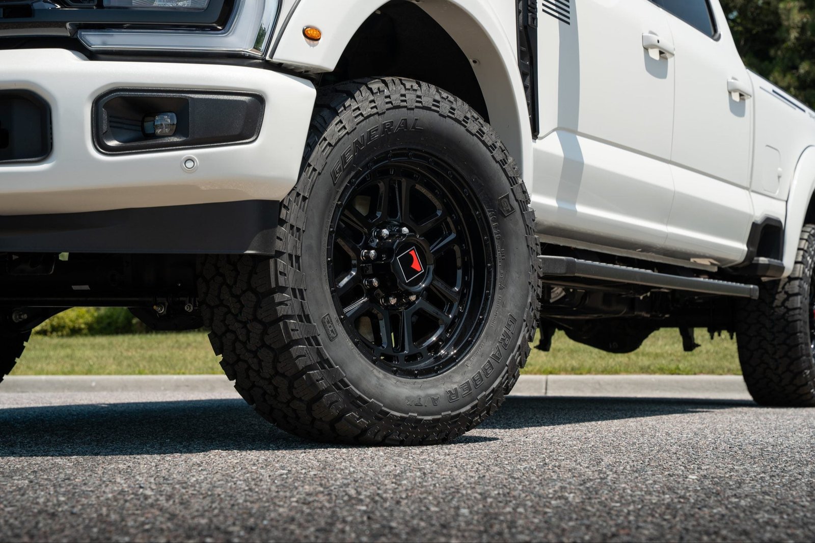 Gloss-black Roush wheel with 35-inch General Grabber A/TX tire