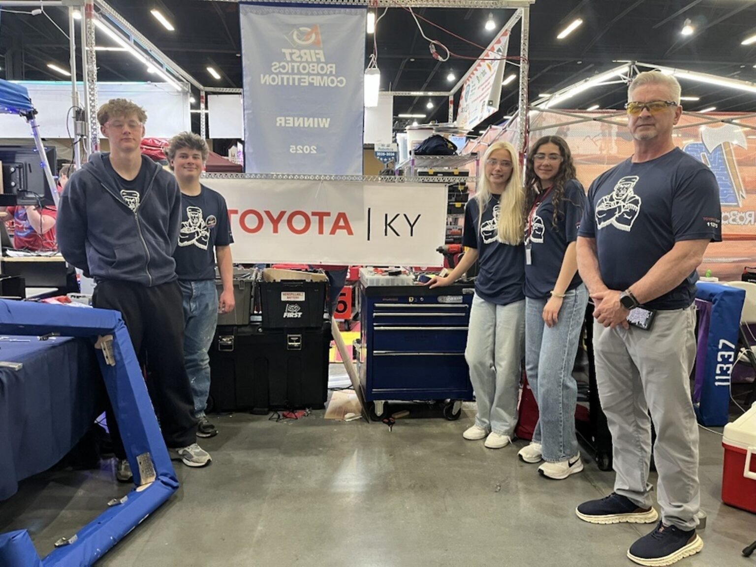 Bryan Station High School robotics team members at their Toyota-sponsored pit