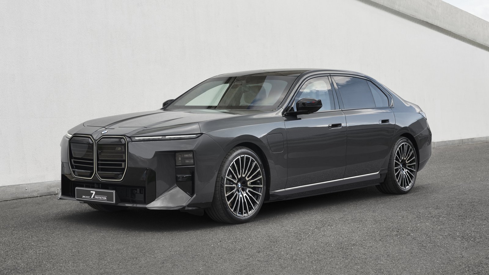 BMW Concept 7 Protection in dark gray, front three-quarter view from the driver’s side