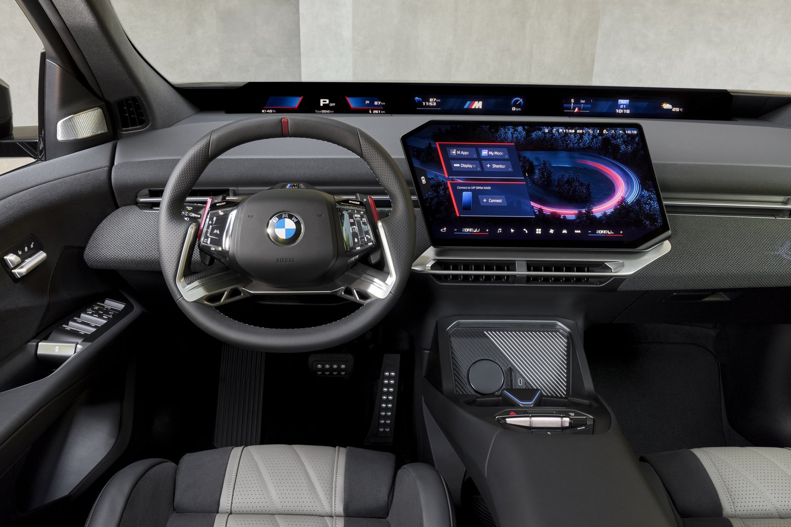 BMW iX3 M60 xDrive interior with M Sport steering wheel and central display