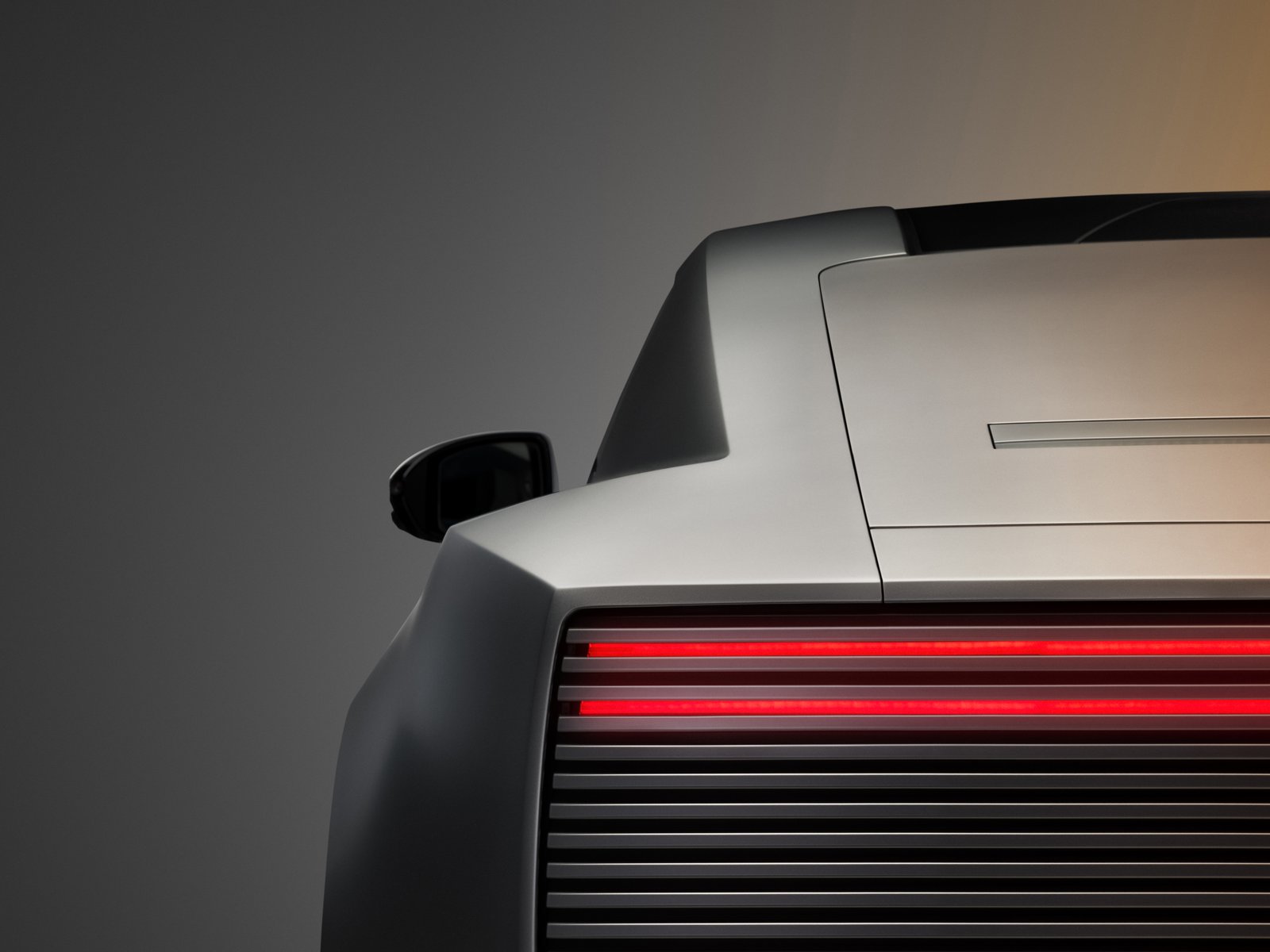 Close-up of Jaguar Type 01 rear lights set in horizontal strikethroughs