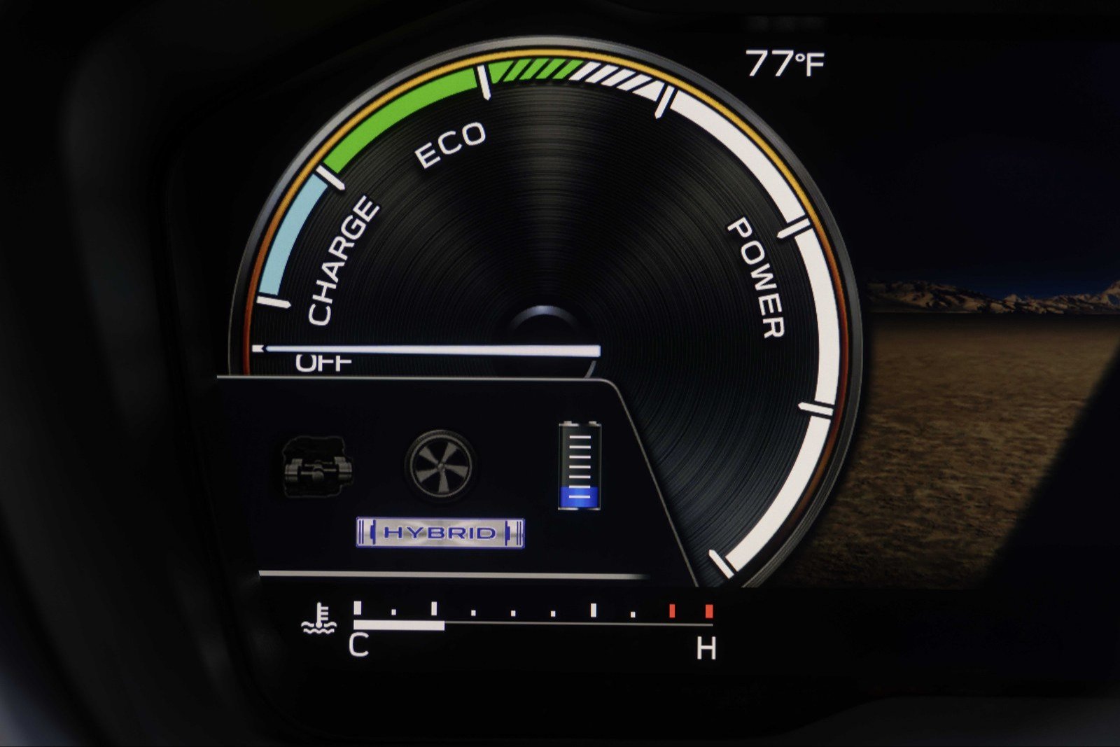 Forester Hybrid digital gauge showing charge, eco and power zones