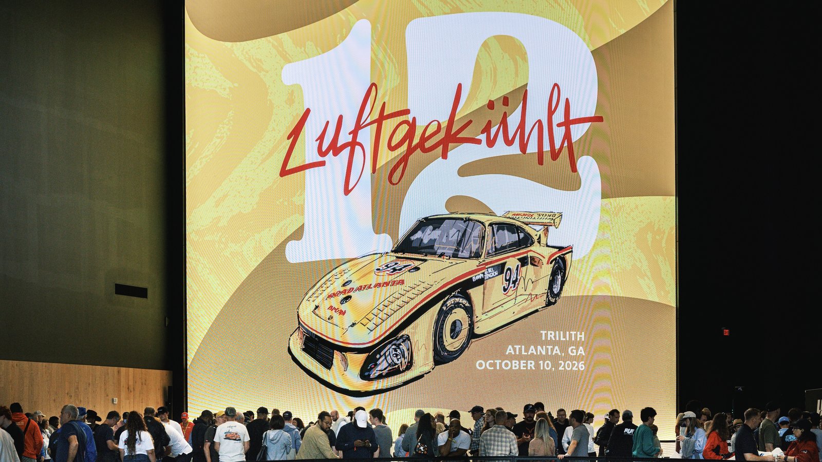 Luftgekühlt 12 event graphic featuring the Whittington Porsche 935