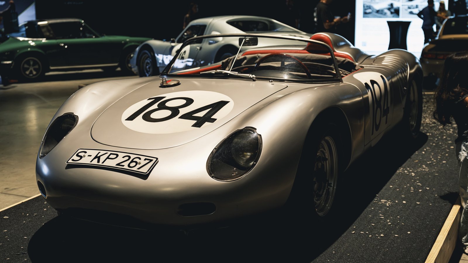 Porsche 718 RS60 Spyder number 184 on display indoors