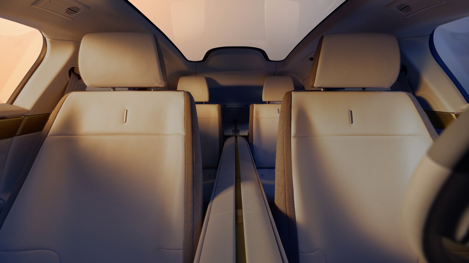 Four individual seats split by the Jaguar Type 01's central spine