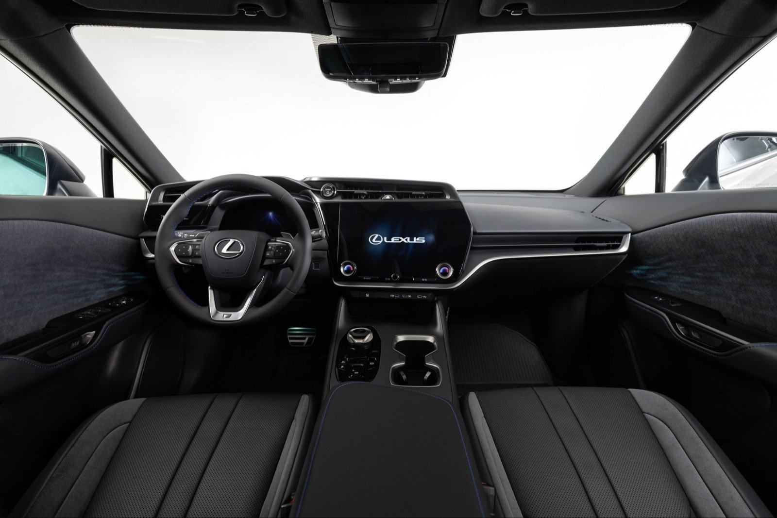 Lexus RZ 550e F SPORT dashboard with 14-inch touchscreen