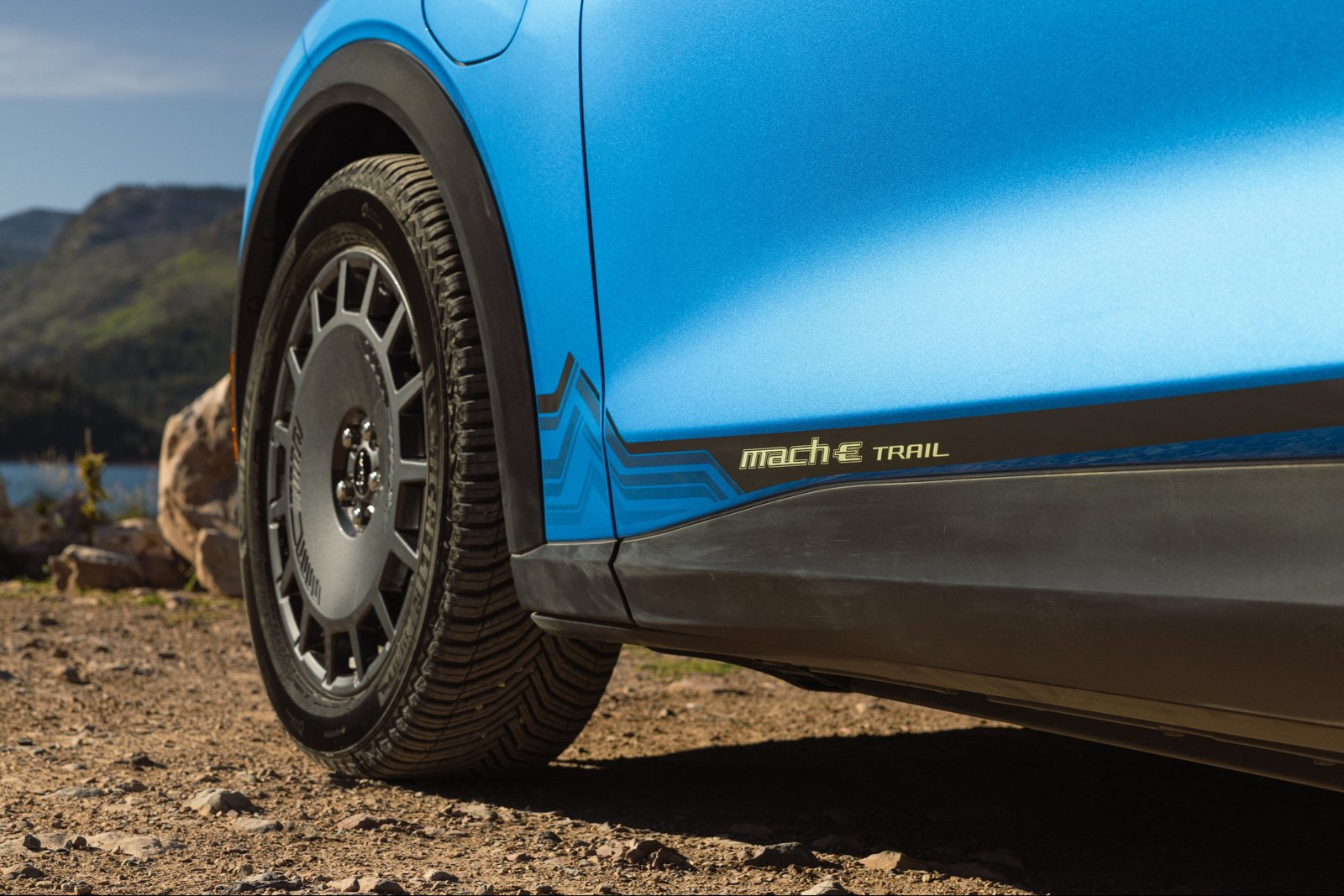 Mustang Mach-E Trail on 19-inch wheels and CrossClimate 2 tires