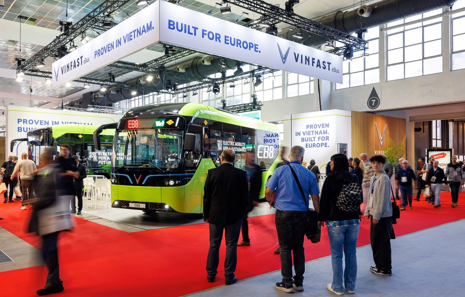 VinFast electric buses on the company’s stand at Busworld Europe 2025 in Brussels
