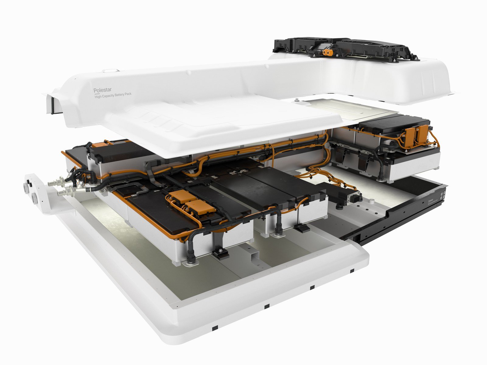 Cutaway illustration of the Polestar 2 battery pack