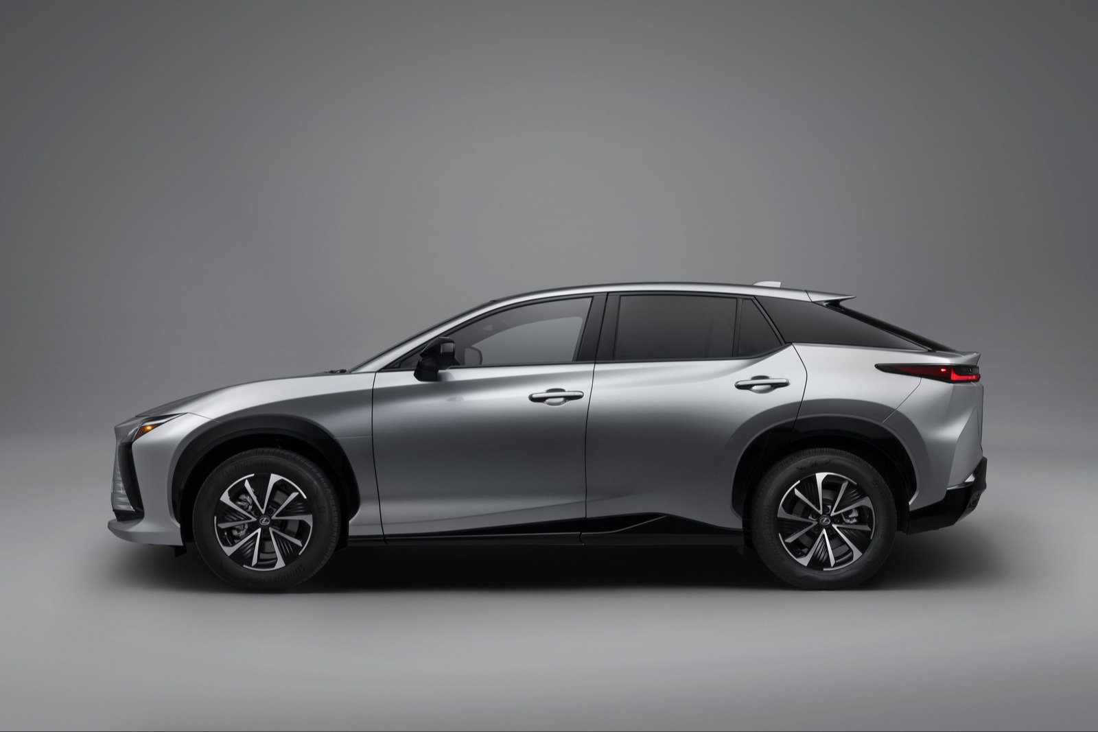 2027 Lexus RZ 350e side profile in studio